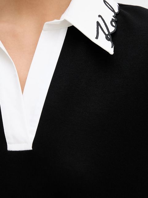 Karl Lagerfeld sukienka SIGNATURE kolor czarny mini prosta B1W13029