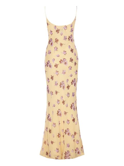 Self-Portrait floral-print rhinestone maxi dress - Yellow - zdjęcie produktu nr 1