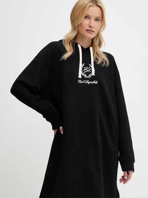 Karl Lagerfeld sukienka bawełniana HOTEL KARL kolor czarny mini oversize A3W44010 - zdjęcie produktu nr 1
