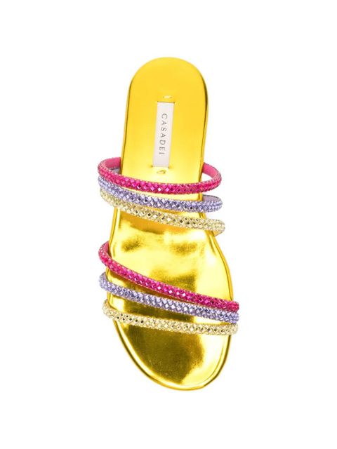 Casadei crystal-embellished metallic-finish sandals - Gold