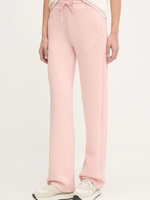 Guess spodnie dresowe kolor różowy z nadrukiem - zdjęcie produktu nr 1