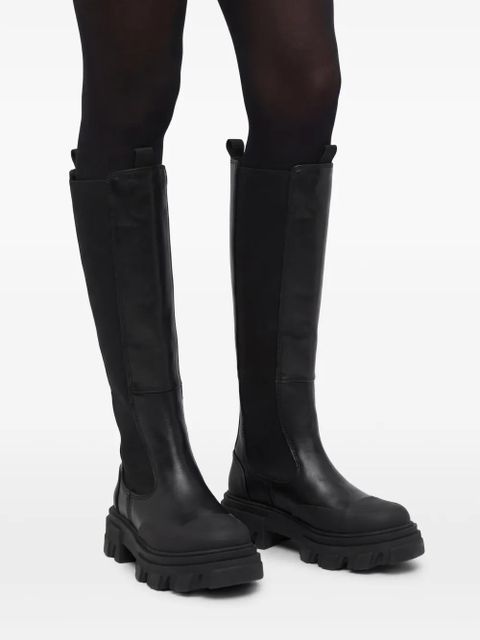 GANNI leather knee-high boots - Black