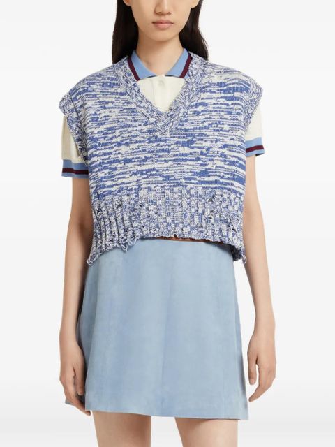Marni v-neck ribbed T-shirt - Blue