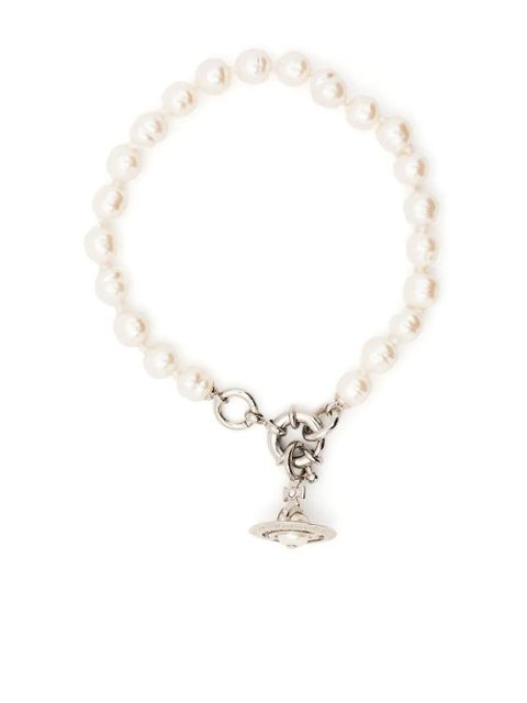 Vivienne Westwood logo-charm pearl bracelet - Neutrals - zdjęcie produktu nr 1