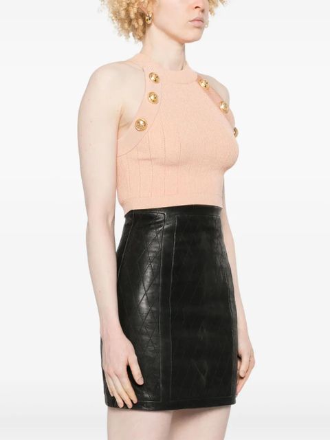 Balmain halterneck knitted crop top - Pink