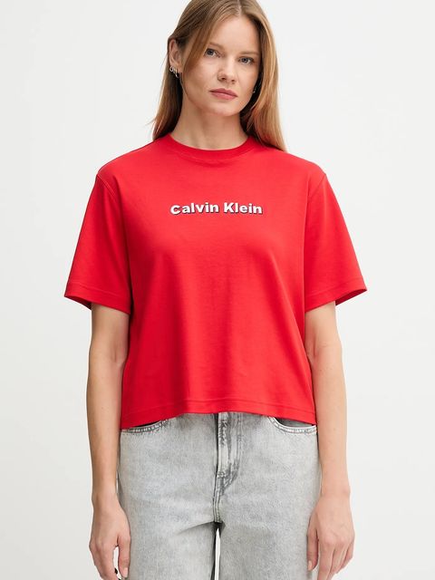 Calvin Klein Jeans t-shirt bawełniany damski kolor czerwony LV047D205G - zdjęcie produktu nr 1