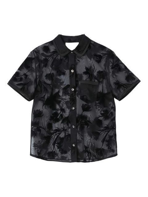 3.1 Phillip Lim embossed-floral short-sleeve shirt - Black - zdjęcie produktu nr 1