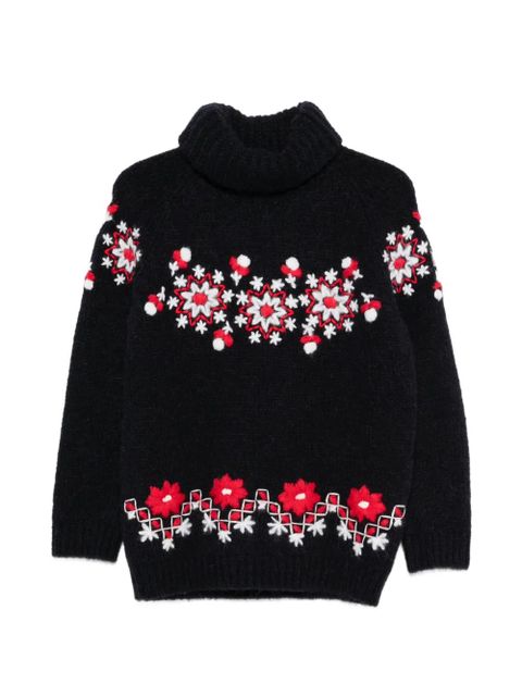 Moncler Grenoble floral-detail roll-neck jumper - Black - zdjęcie produktu nr 1