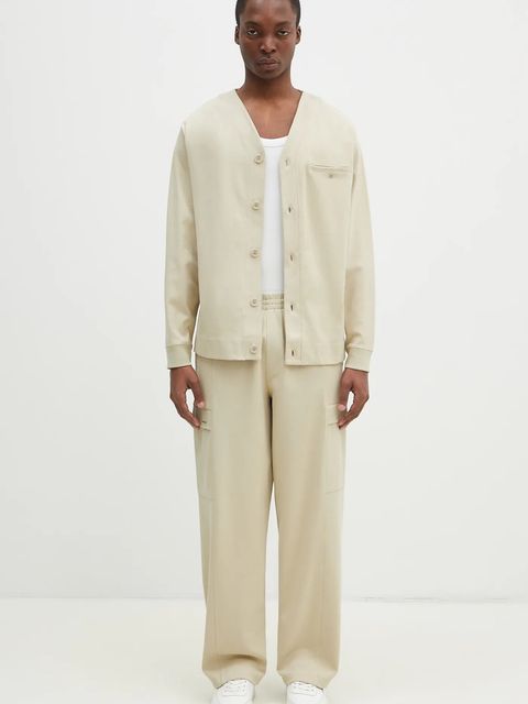 Pangaia spodnie dresowe kolor beżowy gładkie 10002239