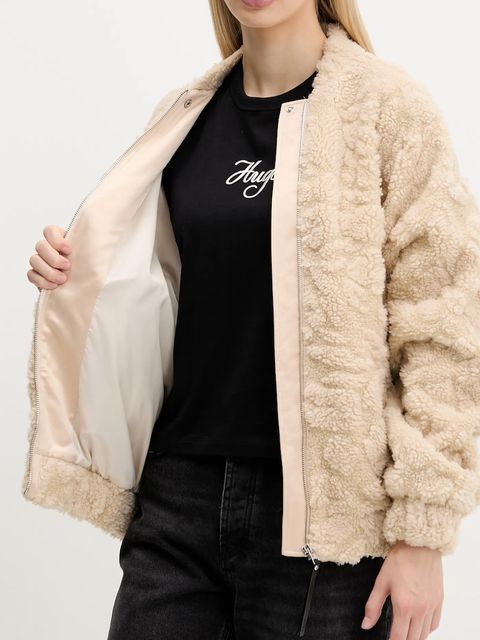 HUGO kurtka kolor beżowy przejściowa oversize 50546469