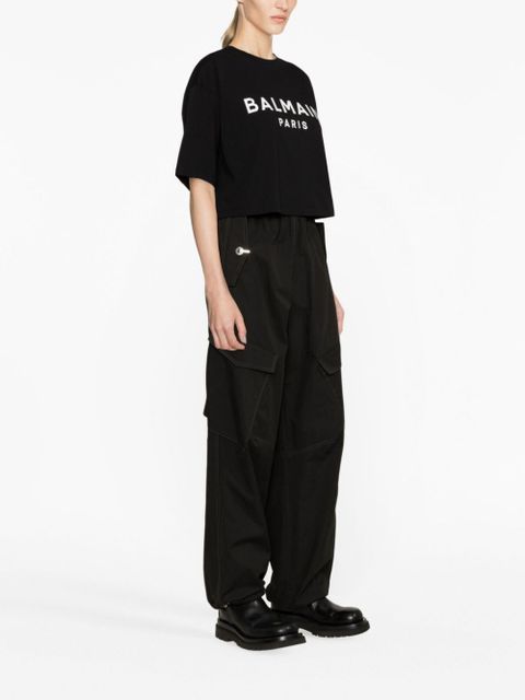 Balmain cropped logo T-shirt - Black
