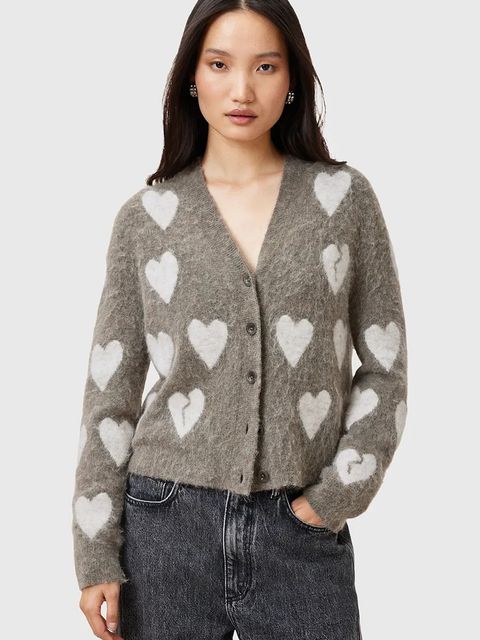 AllSaints kardigan wełniany AMORA damski kolor szary W042KC