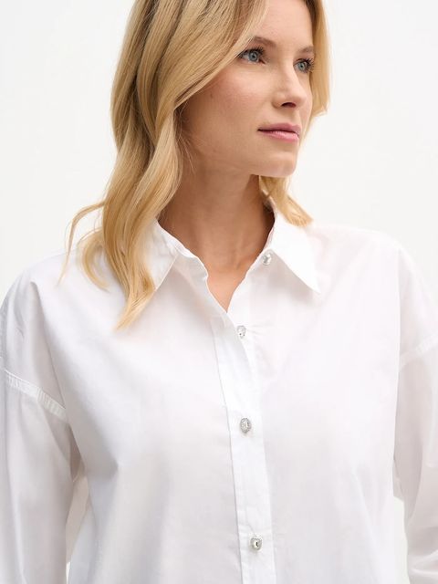 Dkny koszula bawełniana damska kolor biały regular z kołnierzykiem klasycznym DJ6W2171