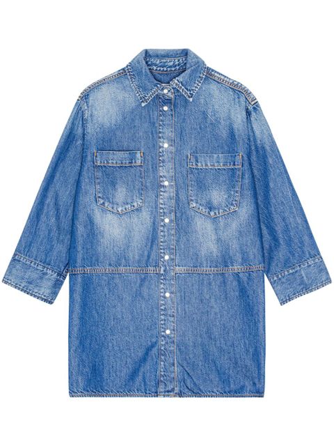 GANNI logo-embellished denim shirt - Blue - zdjęcie produktu nr 1