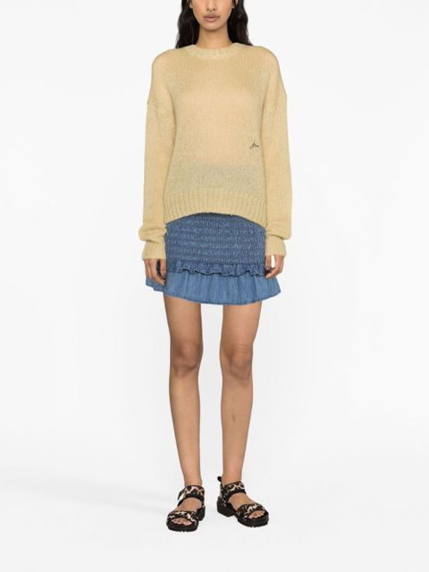 GANNI logo-embroidered knitted jumper - Neutrals