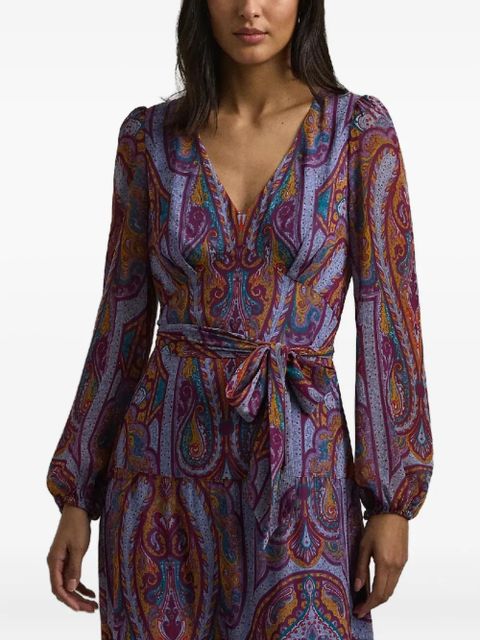 Lauren Ralph Lauren V-neck paisley-pattern midi dress - Purple