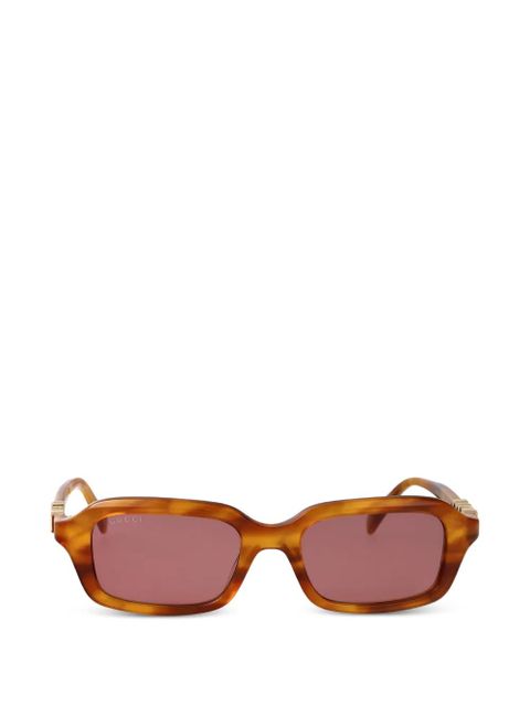 Gucci Eyewear logo-plaque rectangle-frame sunglasses - Brown - zdjęcie produktu nr 1