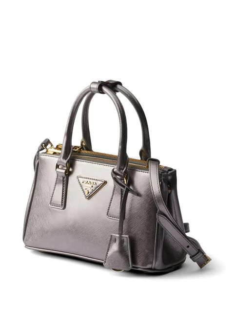 Prada mini Galleria patent-saffiano tote bag - Silver