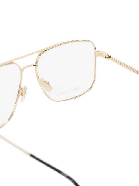 Victoria Beckham double-bridge square-frame glasses - Gold