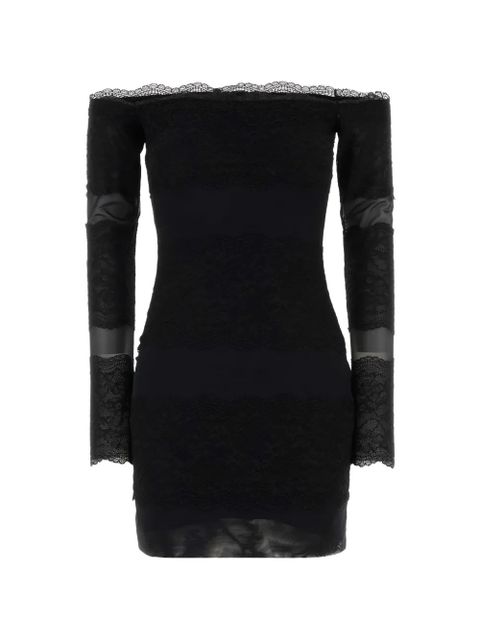 Blumarine lace-trim off-shoulder mini dress - Black - zdjęcie produktu nr 1