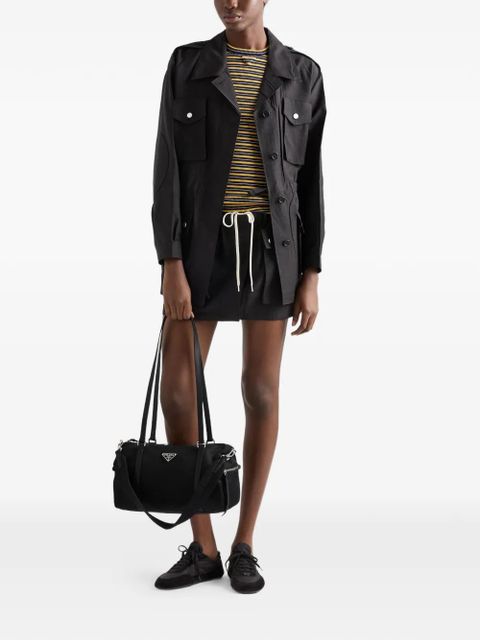 Prada large Re-Nylon and Saffiano leather duffel bag - Black