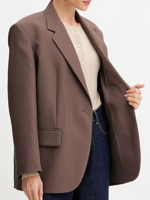 Weekend Max Mara marynarka FLOC kolor brązowy oversize gładka 2525046081600