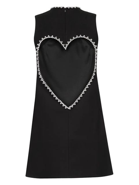AREA crystal-embellished heart mini dress - Black