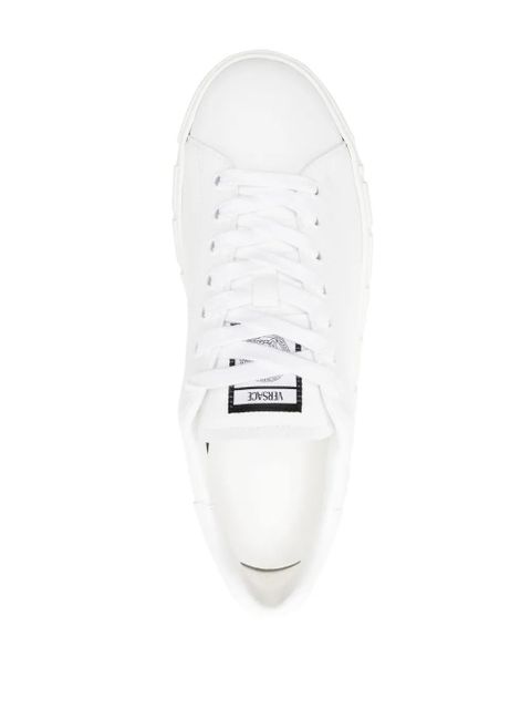 Versace Greca-embossed leather sneakers - White