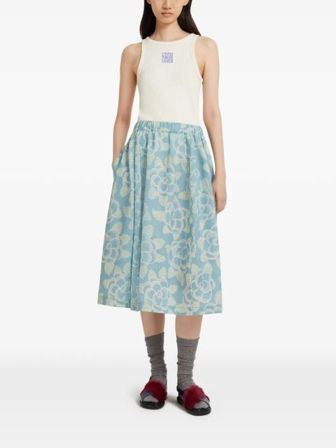 Marni floral-print midi skirt - Blue