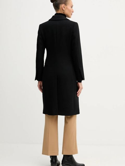 Sisley płaszcz wełniany kolor czarny przejściowy 2JJYLN04Z
