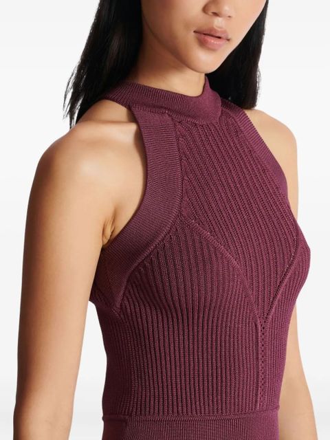 Balmain openwork-ribbed-knit mini dress - Purple