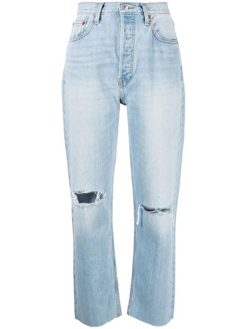 RE/DONE '70s ripped-knee cropped jeans - Blue - zdjęcie produktu nr 1