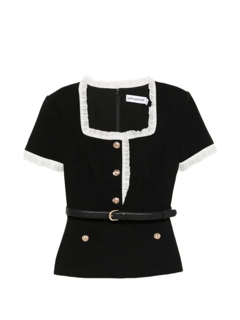 Self-Portrait button-up belted blouse - Black - zdjęcie produktu nr 1