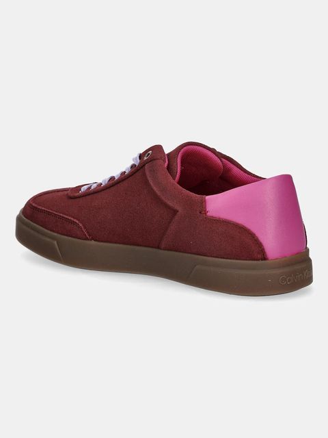 Calvin Klein sneakersy skórzane LOW PRO CUPS LACE UP kolor bordowy HW0HW02683