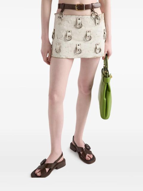 Prada ring-detail leather mini skirt - White - zdjęcie produktu nr 2