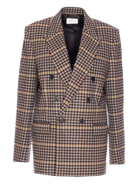 Saint Laurent check double-breasted blazer - Brown - zdjęcie produktu nr 1