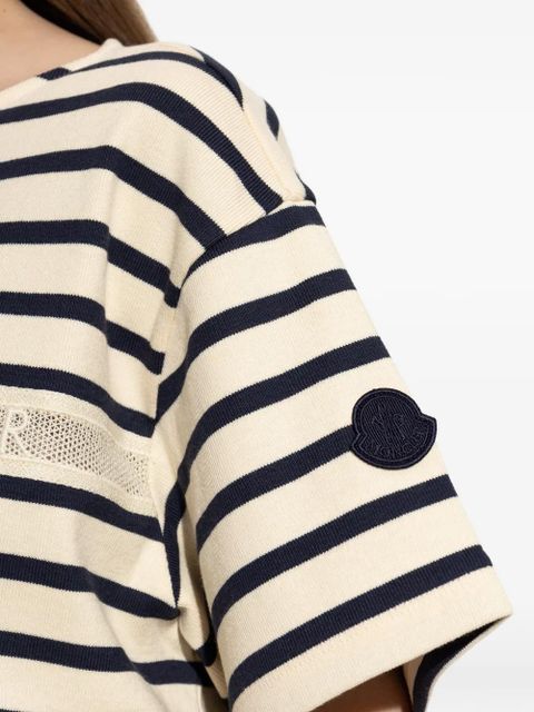 Moncler striped logo-print T-shirt - Neutrals
