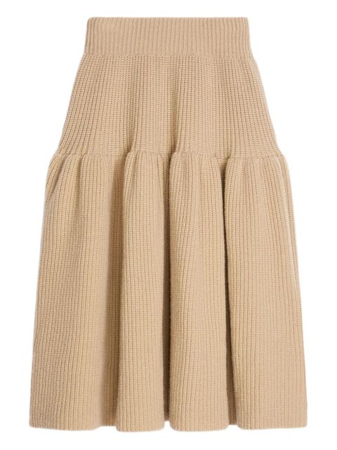 DRIES VAN NOTEN wool ribbed midi skirt - Neutrals