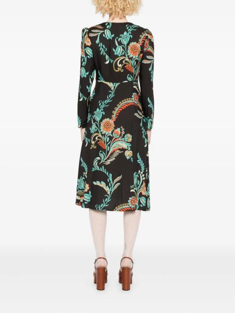 ETRO floral-print long-sleeve dress - Black