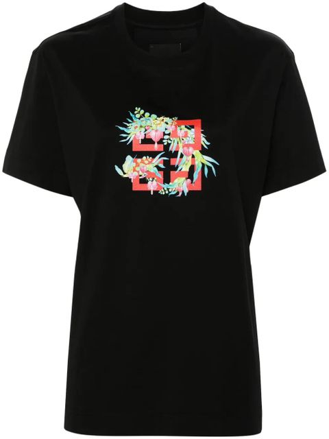 Givenchy 4G Flowers-print cotton T-shirt - Black - zdjęcie produktu nr 1