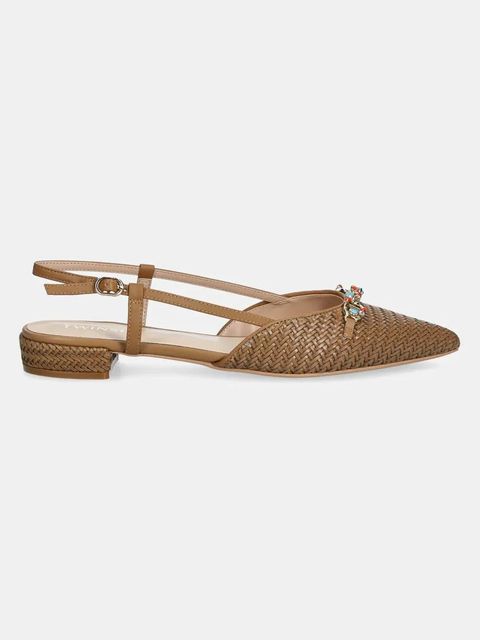Twinset baleriny kolor brązowy z odkrytą piętą 251TGT052
