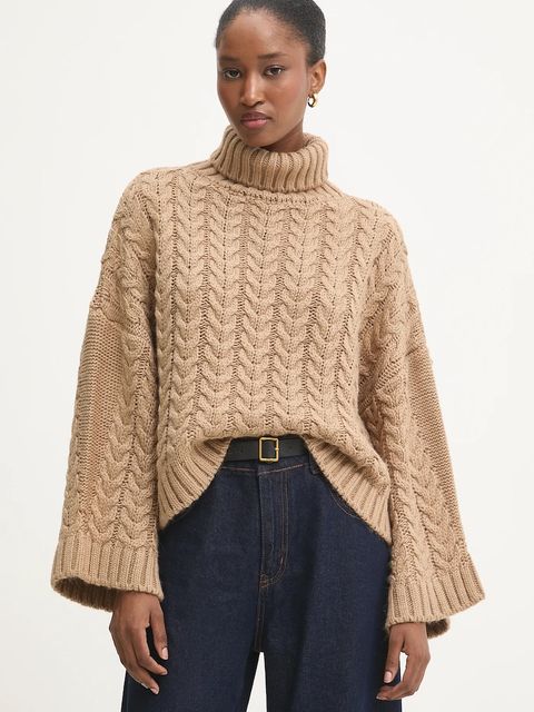 Answear.LAB sweter damski kolor beżowy ciepły z golfem - zdjęcie produktu nr 2