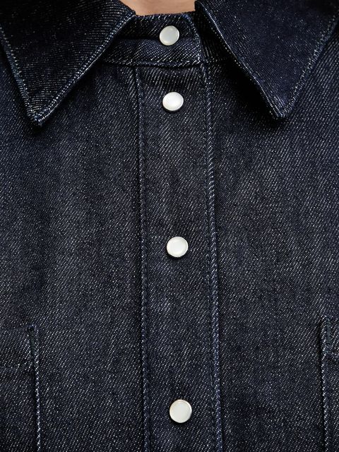 Patrizia Pepe koszula jeansowa damska kolor granatowy regular z kołnierzykiem klasycznym 8C0795 D113