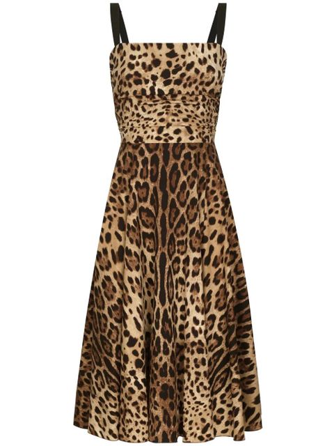 Dolce & Gabbana leopard-print midi dress - Brown - zdjęcie produktu nr 1