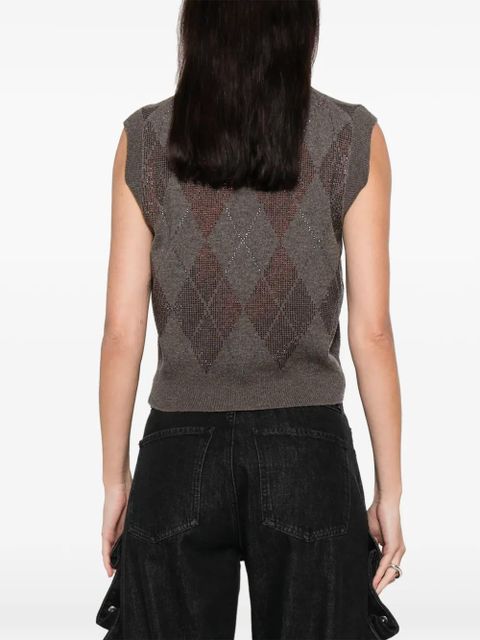 Alexander Wang argyle V-neck vest - Brown