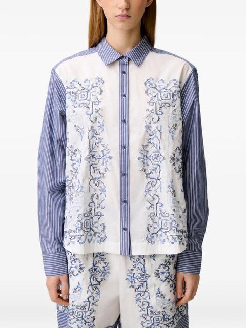 Claudie Pierlot striped embroidered shirt - Blue