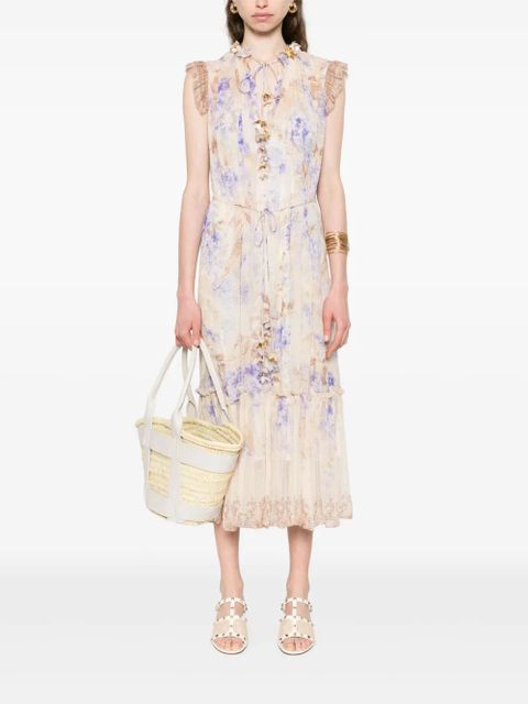 ZIMMERMANN Dawning Flutter midi dress - Neutrals