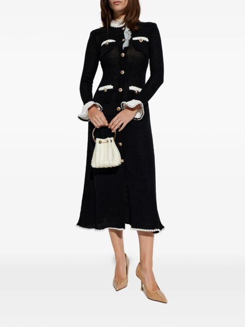 Self-Portrait buttoned crochet midi dress - Black - zdjęcie produktu nr 2