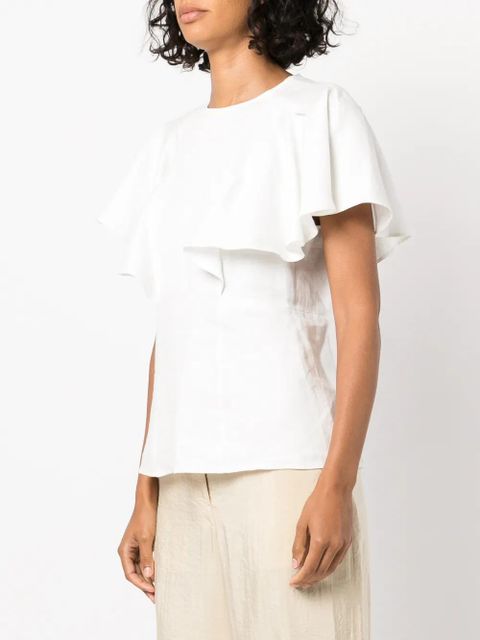 Chloé linen flutter sleeve top - White