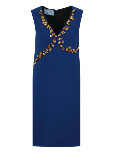 Prada crystal-embellished V-neck dress - Blue - zdjęcie produktu nr 1
